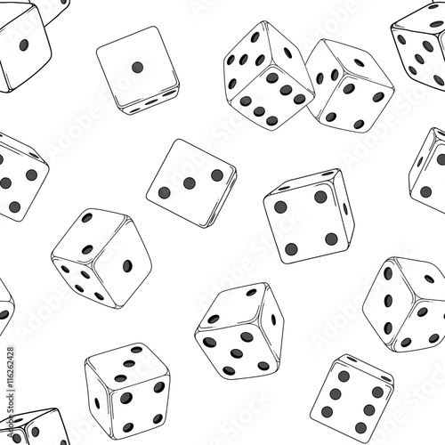 Seamless texture with white dice cubes