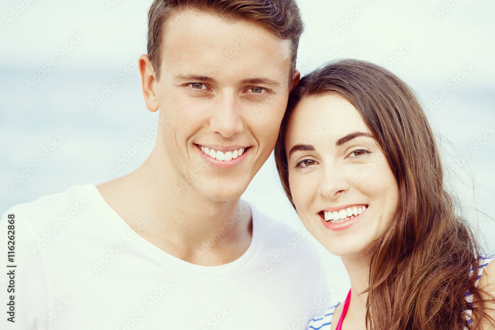 Romantic young couple on the beach Romantic young couple on the beach