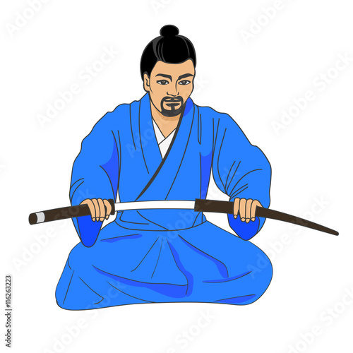 Принти на полотні Vector illustration of a Japanese samurai ronin