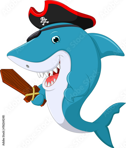 Cute shark pirate cartoon