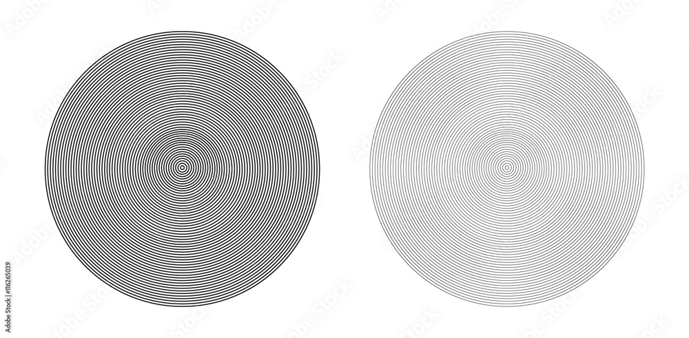 concentric geometric circles with lines 2 mm apart - two very thin circles with different thicknesses
