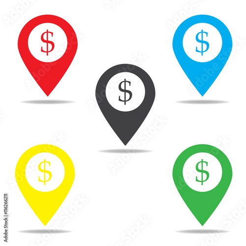 Map pointer with dollar sign icon