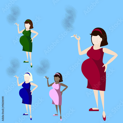 Samlung von Silhouetten: Rauchende schwangere Frauen