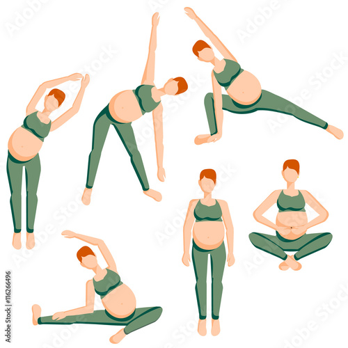 Kollektion von Frauen bei der Schwangerschaftsgymnastik 