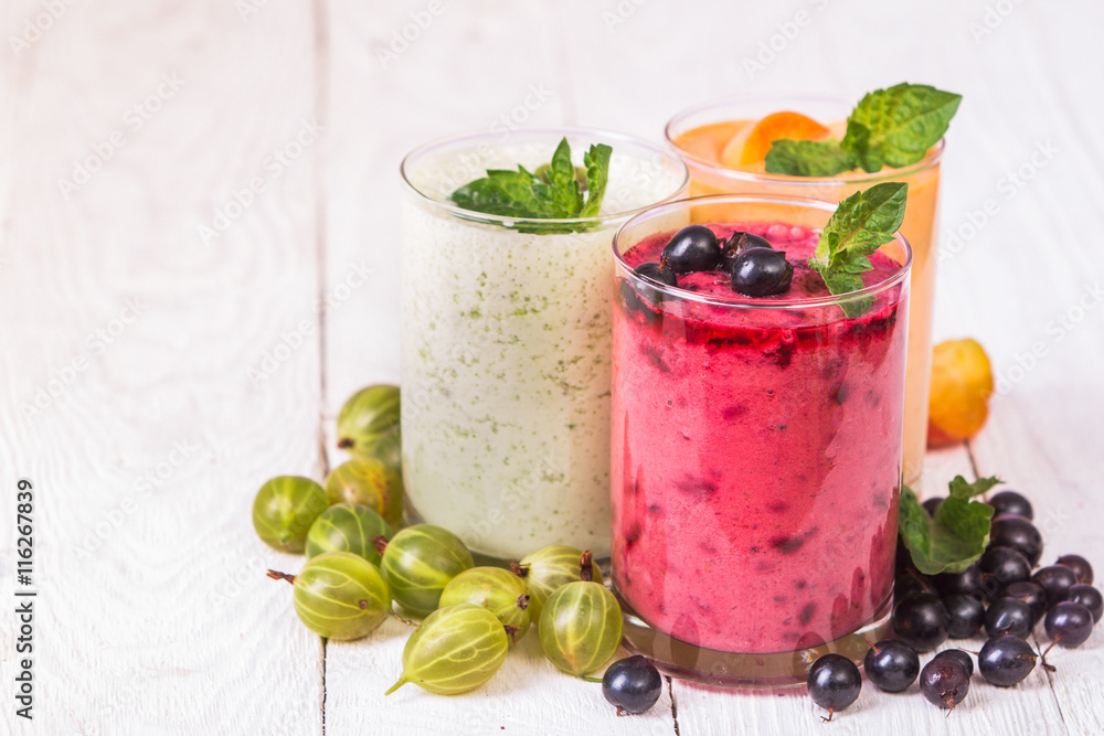 Various smoothies in glasses Various smoothies in glasses