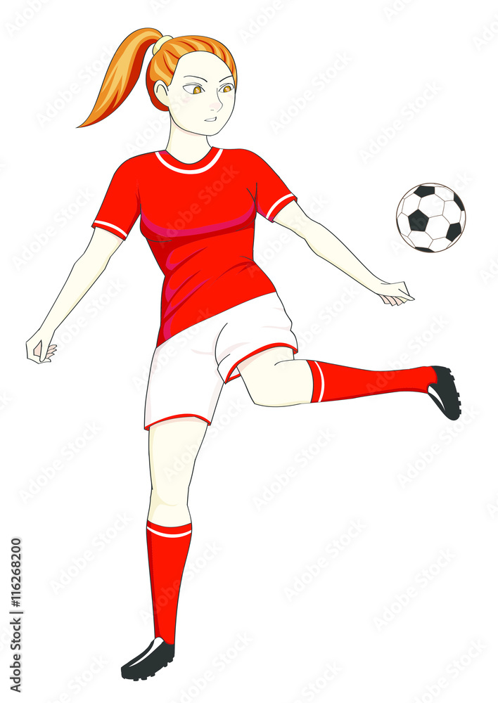 soccer girl with football vector