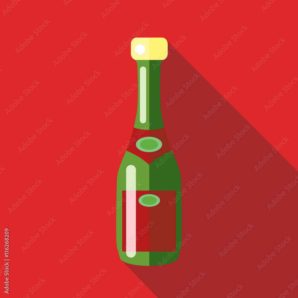 Champagne icon in flat style with long shadow. Drinks symbol Champagne icon in flat style with long shadow. Drinks symbol