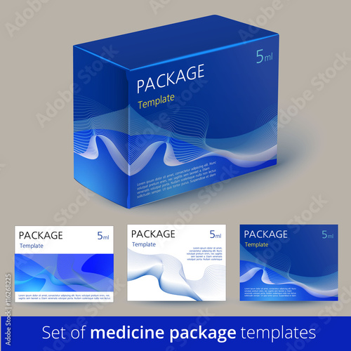 Set of medicine package design with 3d-template.