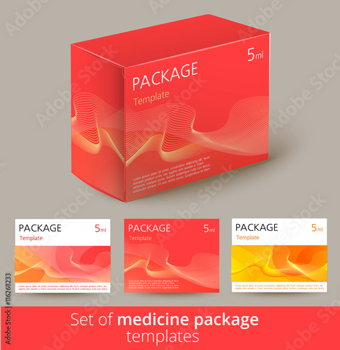 Set of medicine package design with 3d-template.