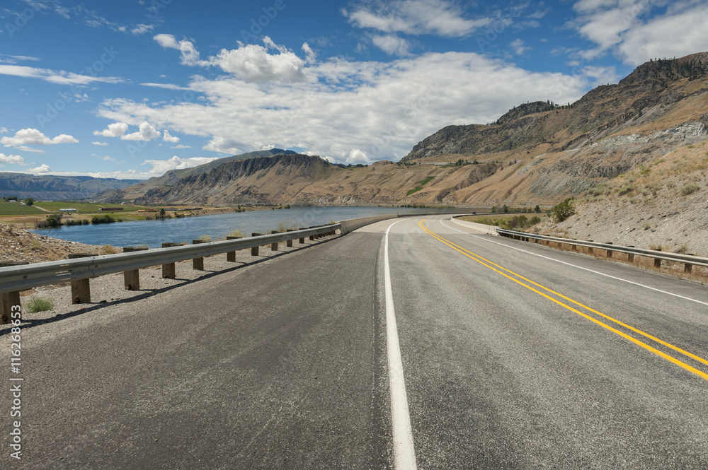 Highway 97. U.S. Route 97 runs along the Columbia River in the Okanogan area of eastern Washington State. The Columbia River is the largest river in the Pacific Northwest and the 4th largest in the US