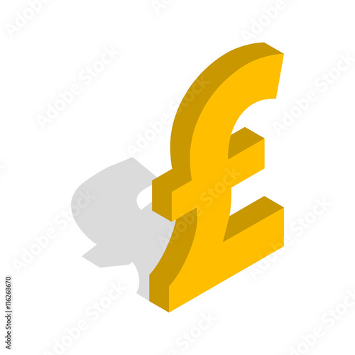 Sign of pound sterling icon in isometric 3d style isolated on white background. Money symbol