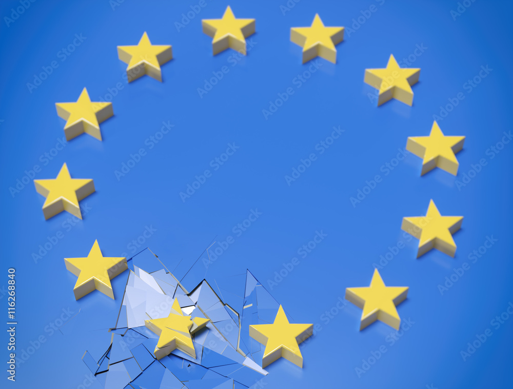 EU Sterne, Europäische Union mit defektem Stern EU Sterne, Europäische Union mit defektem Stern