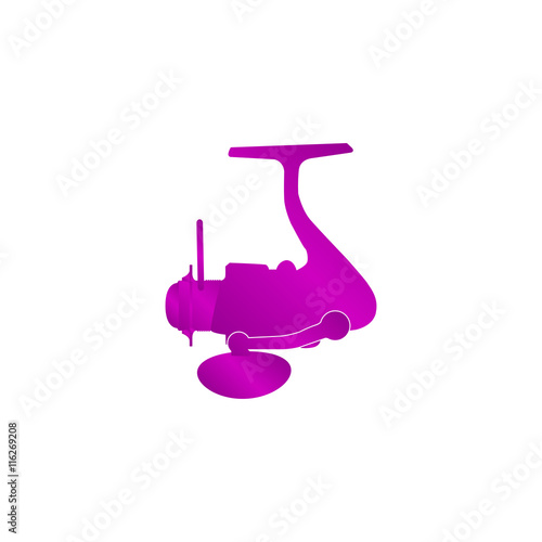 The isolated silhouettes of fishing reels spinning on a white background.