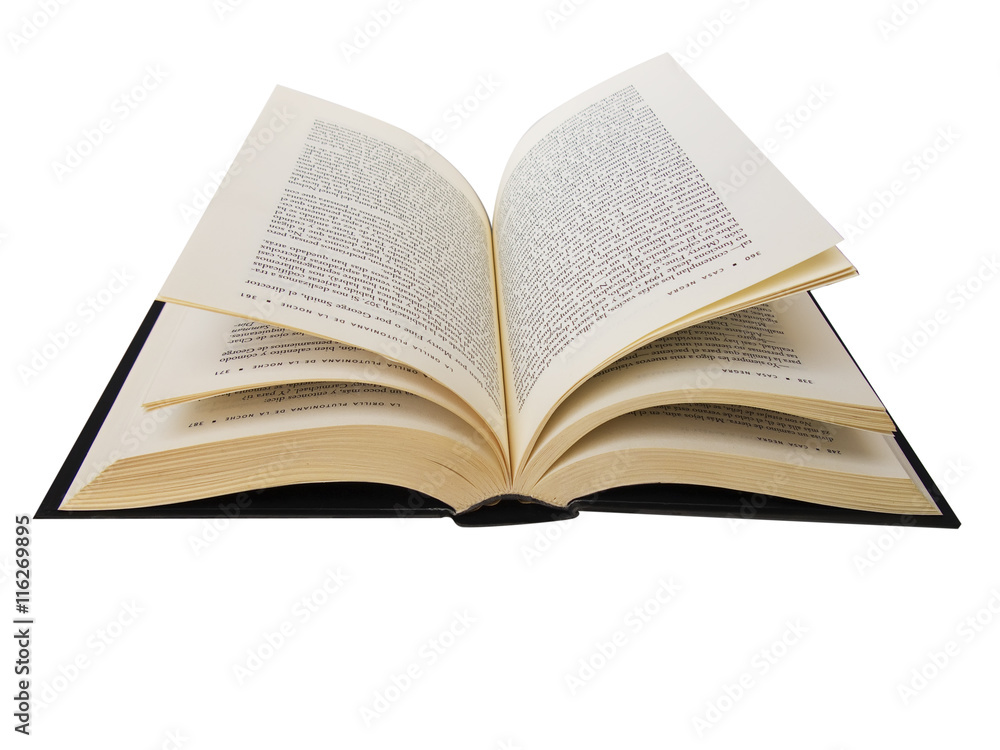 Open book with pages isolated in white Open book with pages isolated in white
