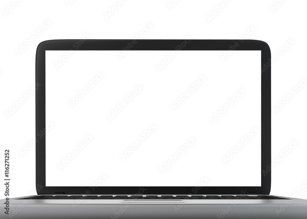 3D illustration of laptop PC with empty LCD screen isolated on white background 3D illustration of laptop PC with empty LCD screen isolated on white background