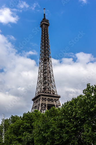 Tour Eiffel  Eiffel Tower  on Champ de Mars in Paris. France.
