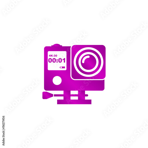 Action camera outline monochrome icon. Extreme cam