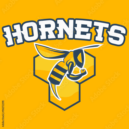 Bee Hornet Vector Illustration. Hornet sports team mascot with the text Hornets
