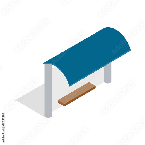 Public transport stop icon in isometric 3d style isolated on white background