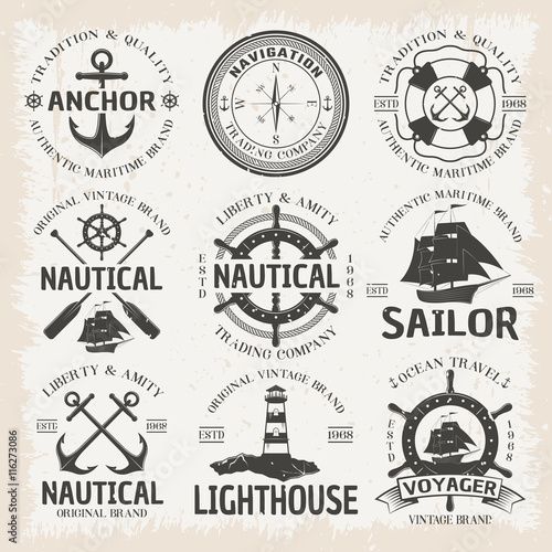 Nautical Emblem Set In Color