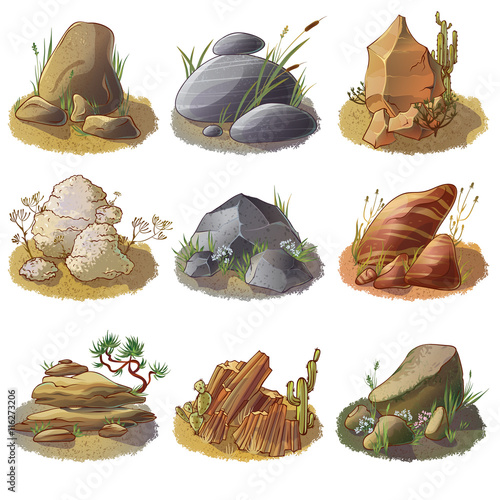 Mineral Stones On Ground Collection