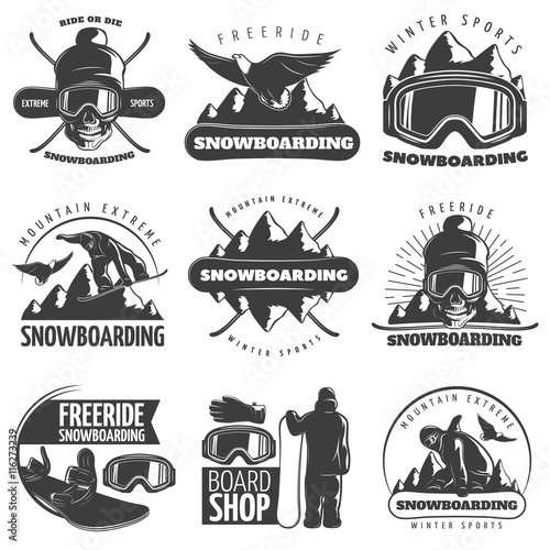 Snowboarding Emblem Set