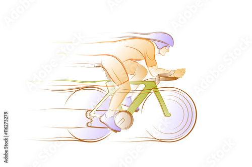 Bicycle Racing. Sportsman / bicyclist, participating in the sports competition of Cycle Racing. Illustration on the subject of Sports Games.