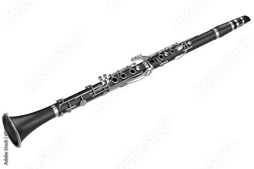 Wall Mural Clarinet black classical musical instrument. 3D graphic