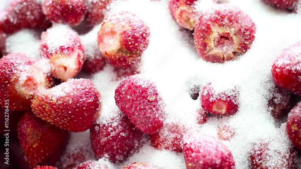 Fresh strawberries sprinkled with sugar Fresh strawberries sprinkled with sugar