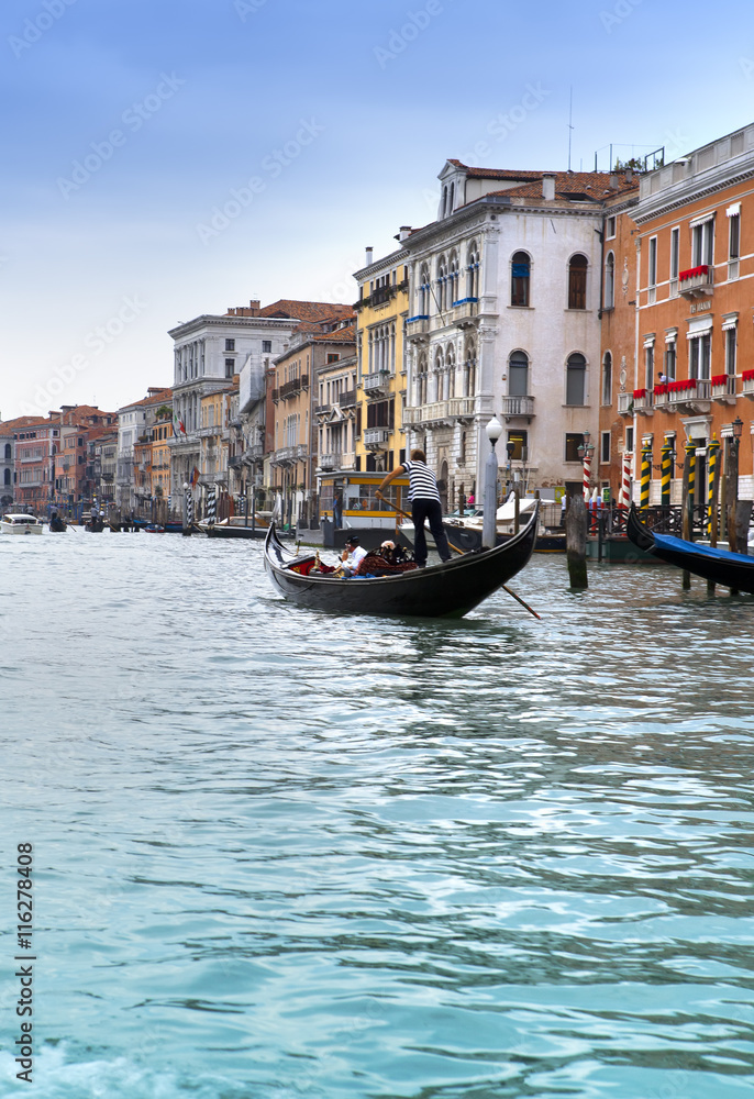 Canal Grande with boats, Venice, Italy