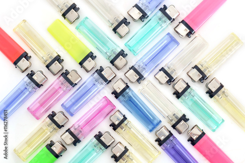 Картината върху платно Cigarette lighter / Cigarette lighter on white paper background