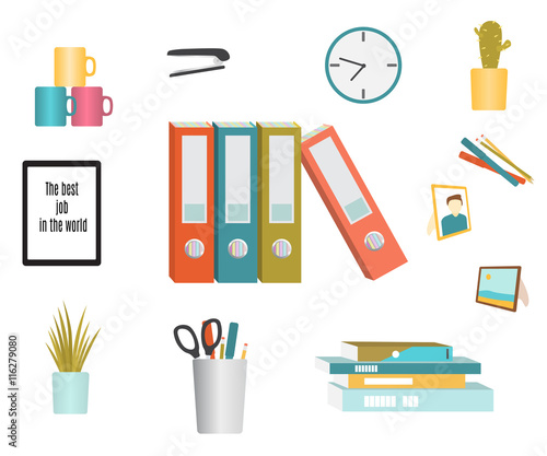 Set of office supplies