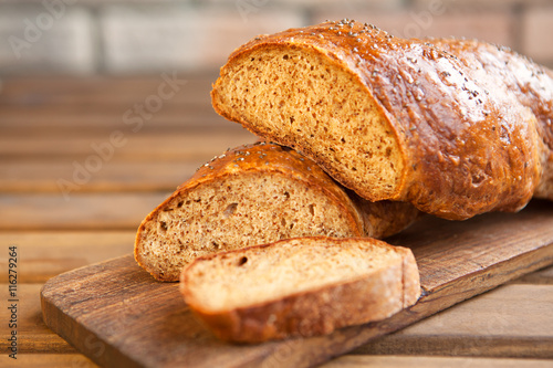 homemade bread on a wooden table