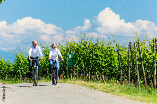 Senior woman and man having picnic on meadow