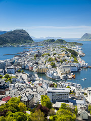 Fototapete Skandinavien Alesund, city on the fjords in Norway  © wim