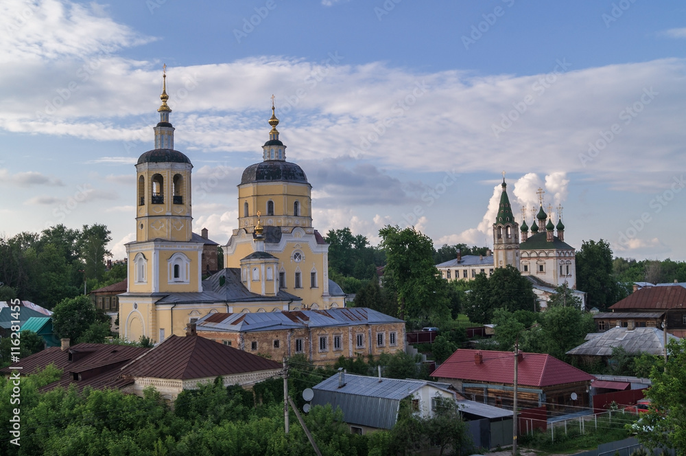 View from Serpukhov kremlin hill:  St. Elijah the Prophet church, Trinity church.