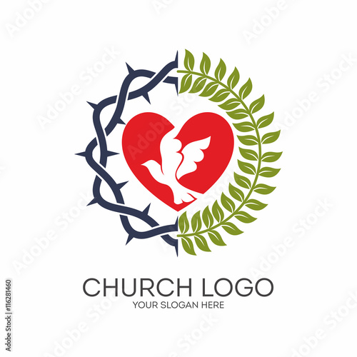 Church logo. Christian symbols. Jesus and the Holy Spirit.