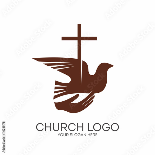 Church logo. Christian symbols. Jesus and the Holy Spirit.