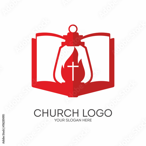 Church logo. Christian symbols. Jesus - the light of the world.