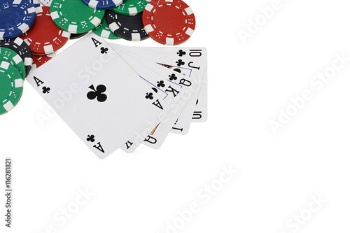 Poker playing cards and chips