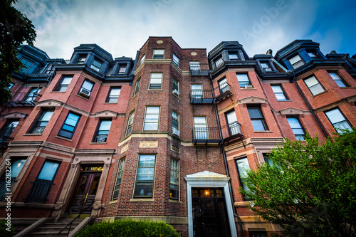 Canvastavla Beautiful brick rowhouses in Back Bay, Boston, Massachusetts.