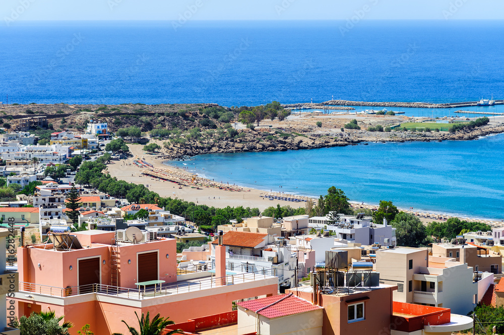 Panorama of Paleochora town, located in western part of Crete island
