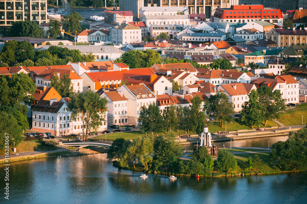 Aerial view, cityscape of Minsk, Belarus