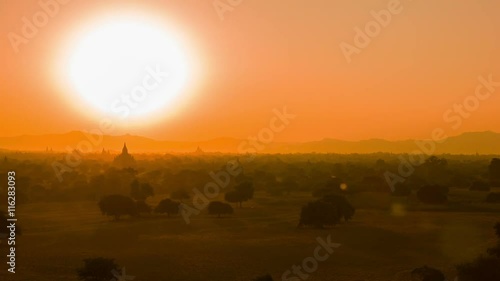 Wallpaper Mural Video 1080p - Evening view - architectural complex of Bagan in Burma. Seen a herd of cattle Torontodigital.ca