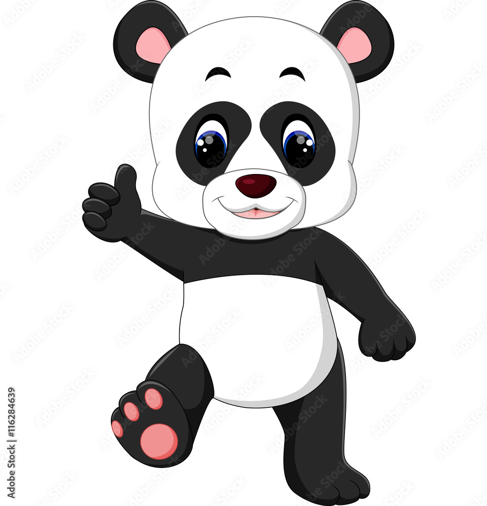Obraz premium Cartoon panda presenting