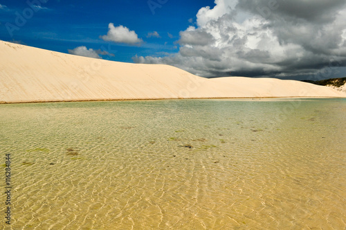 View of Lencois Maranhenses National Park, Brazil, flooded land,