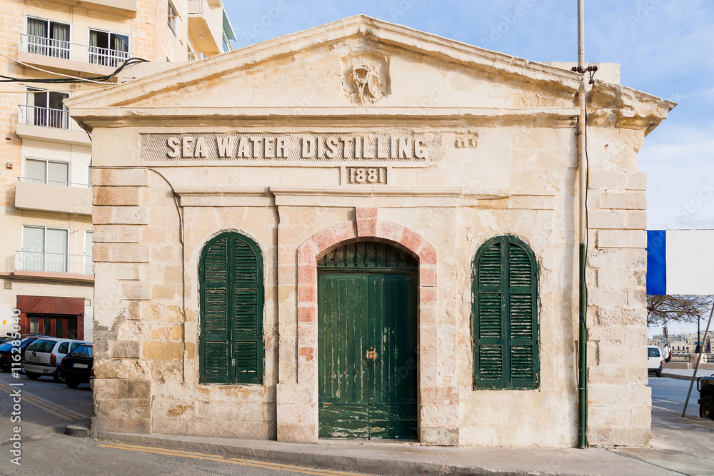 Sea water distilling plant, built 1881. Sliema, Malta.