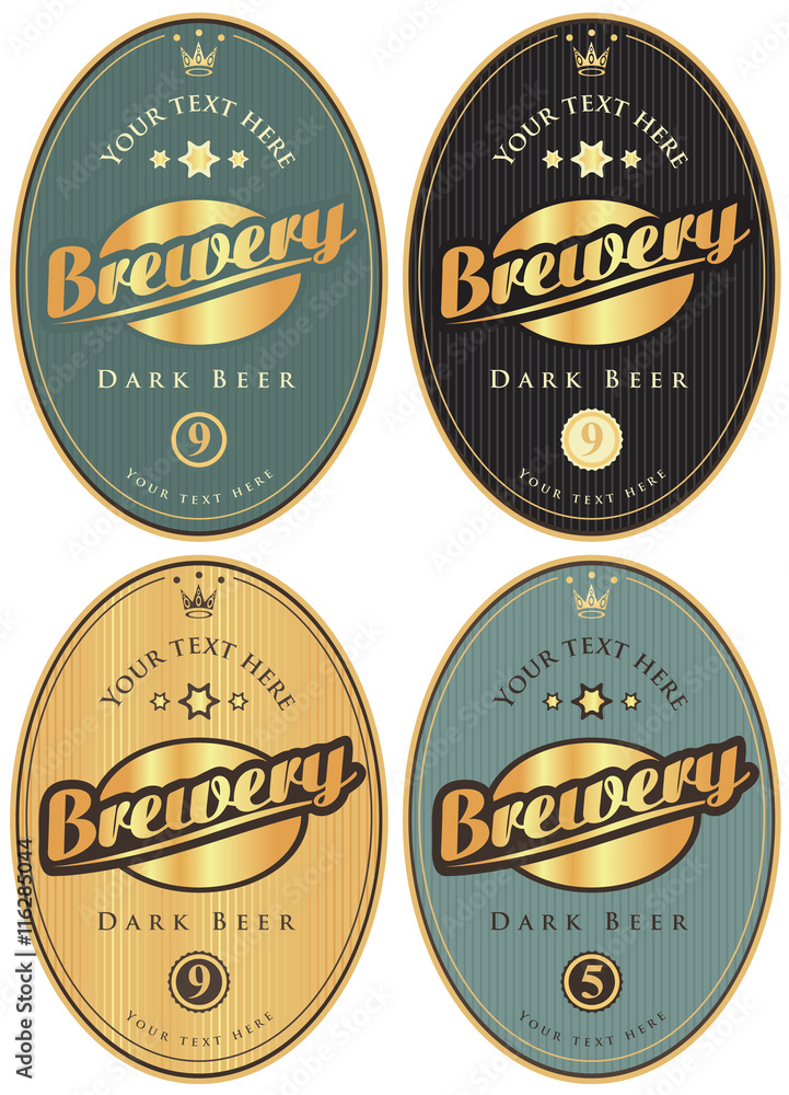 set of vector labels for beer and brewery in retro style