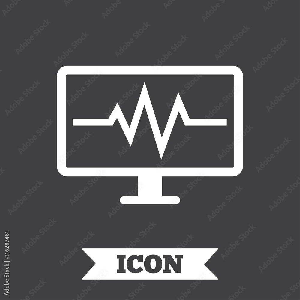 Cardiogram monitoring sign icon. Heart beats. Cardiogram monitoring sign icon. Heart beats.