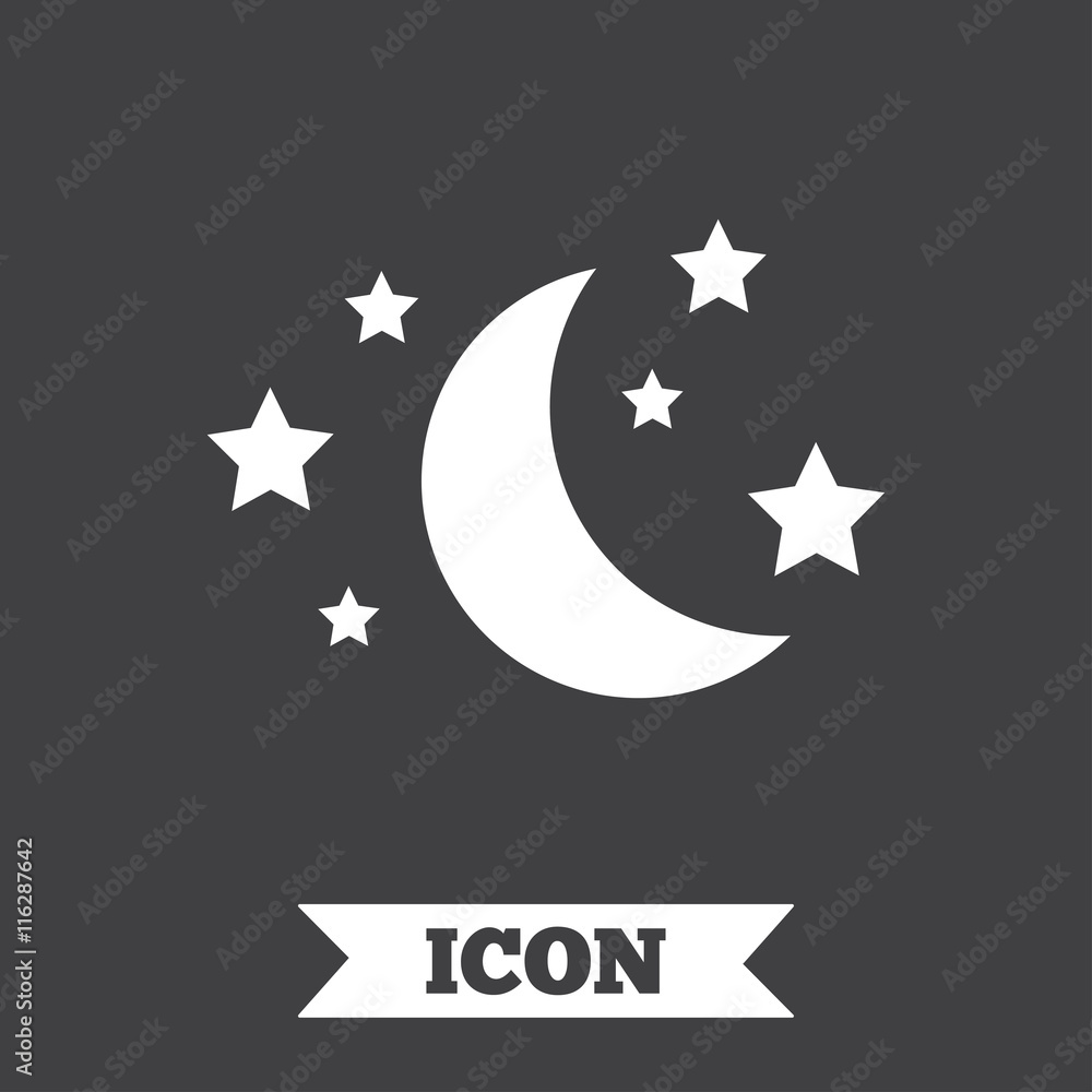 Moon and stars sign icon. Sleep dreams symbol. Moon and stars sign icon. Sleep dreams symbol.